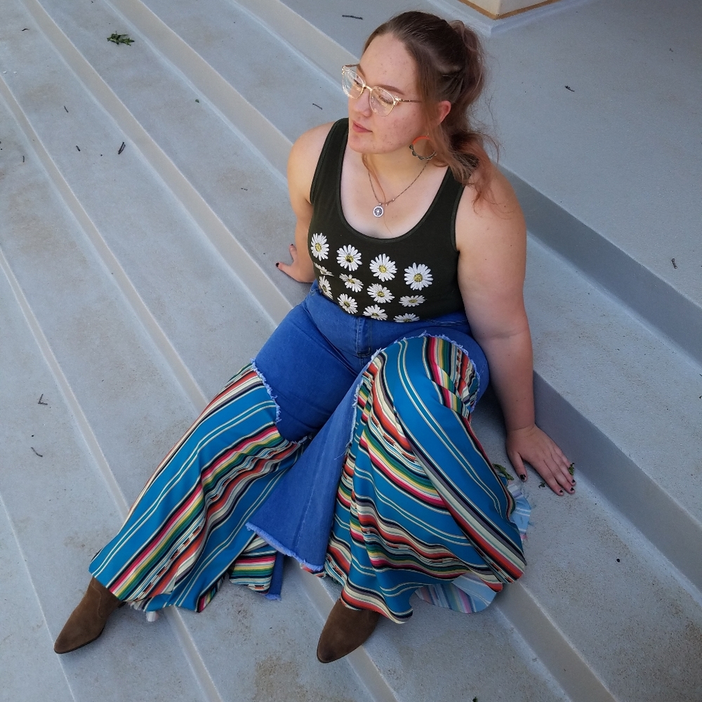 Lucky and Blessed L&B Teal Serape Plus Size Jeans - Picture 8 of 15